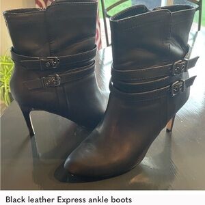 Express Double-Buckle Black Ankle Booties
